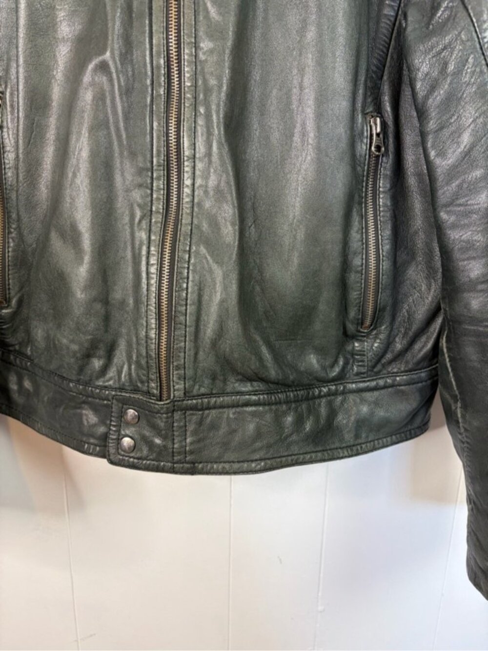 TRS by Torras Men’s Moto Bomber Soft Leather Jacket Gray SIZE USA size 42 Large - Picture 5 of 14
